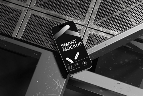 Smartphone Mockup on Industrial Grid