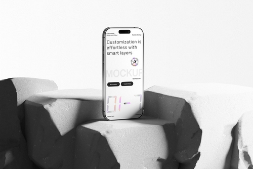 Minimal Smartphone Mockup Stone Display