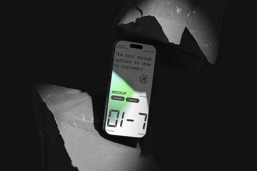 Realistic Smartphone Mockup Stone Surface