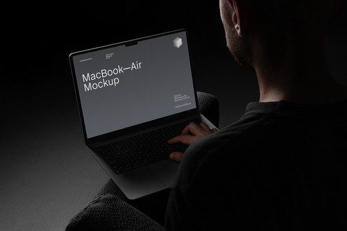 MacBook Air Mockup Scene / Dusk Series 03