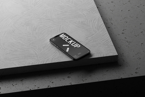 Horizontal Smartphone Mockup on Concrete