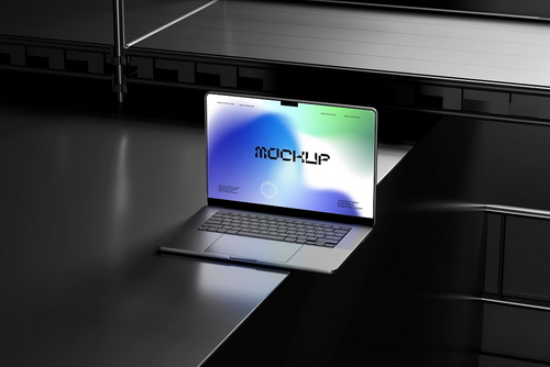 Industrial Laptop Screen Mockup Scene