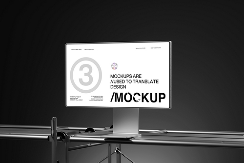 Minimal Industrial Desktop Monitor Mockup