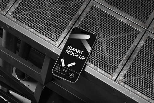 Industrial Smartphone Mockup Steel Background