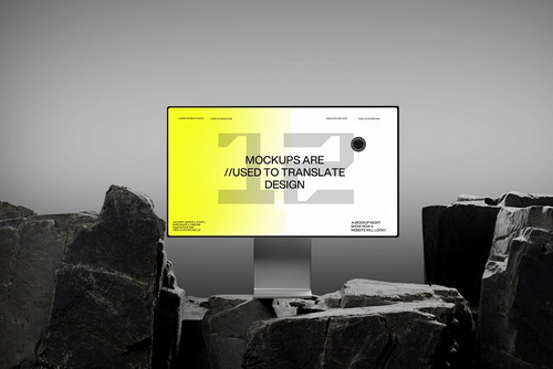Conceptual Desktop Monitor Scene Mockup