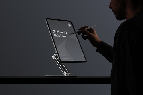 iPad Pro on a Stand Mockup Scene / Dusk Series 01