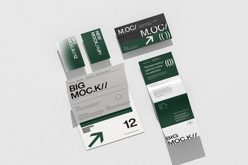 Folded Brochure Stationery Mockup Set