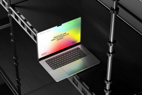 Industrial Laptop Screen Mockup Scene