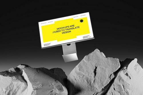 Conceptual Floating Desktop Monitor Mockup