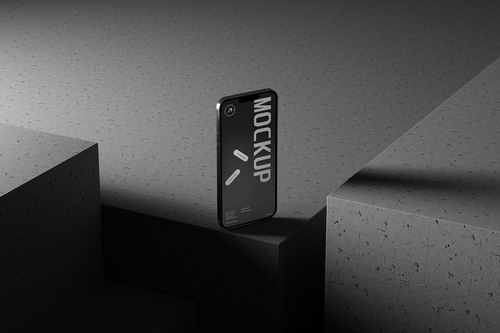 Smartphone Standing Minimal Concrete Mockup