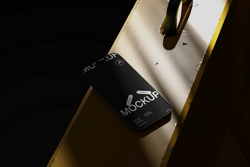 Smartphone Mockup on Yellow Surface