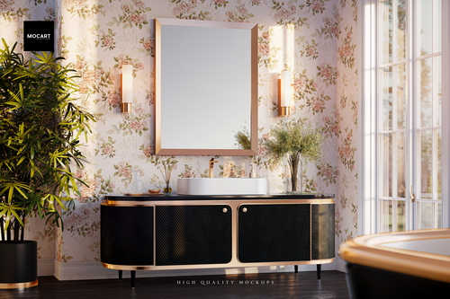 Bathroom Wallpaper Interior Mockup 3