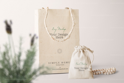 Paper Bag Front View Mockup Scene
