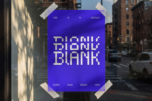 Urban Taped Window Poster Mockup