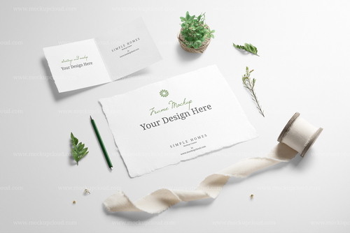 Painting Paper and Card Mockup and Decor Scene 04