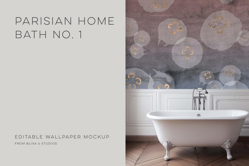 Vintage Bathroom Tub Wall Mockup | Paris Home No 1