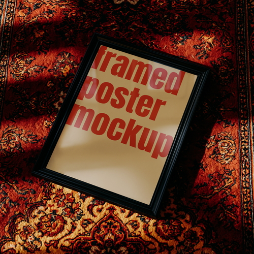 Vintage Rug Frame Mockup | PSD Poster Mockup