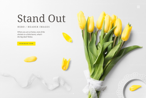 Flowers Header Top View Mockup Scene