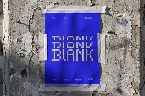 Taped Grungy Wall Poster Mockup