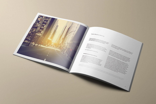 Square Brochure Spread Mockup Scene 01