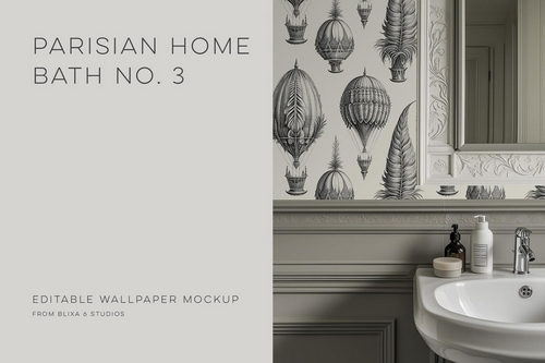 Parisian Bath Wallpaper Mockup No. 3