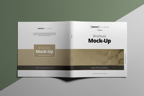 Square Brochure Spread Mockup Scene 05