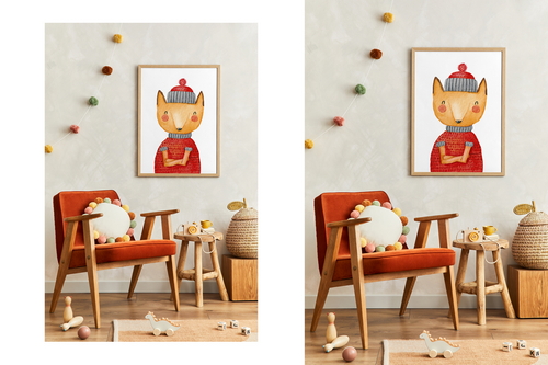 Artwork Frame Kids Room Mockup Scene 04
