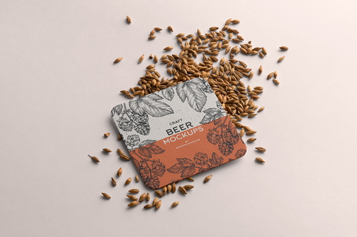 Beer Pad on a Malt Grains Branding Mockup Scene 36