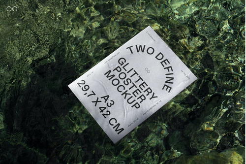 Glittery Poster On Water Mockup