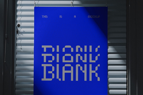 Shadowy Blinded Window Poster Mockup