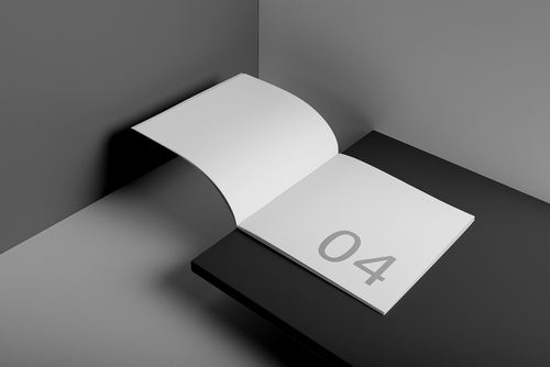 Square Brochure Spread Mockup Scene 04