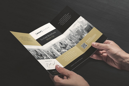 Tri fold Brochure Mockup Scene 04