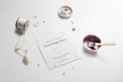 Painting Paper Mockup and Decor Scene 03