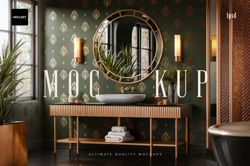 Bathroom Wallpaper Interior Mockup v.2