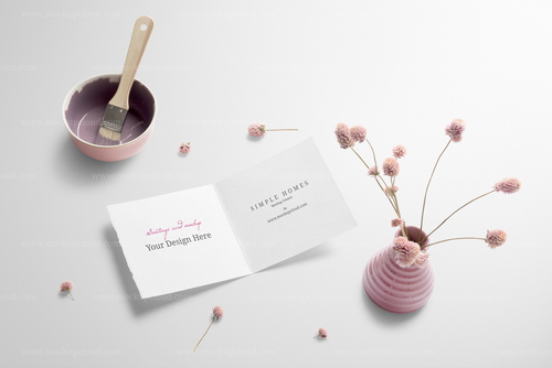 Invitation Card Mockup and Decor Scene