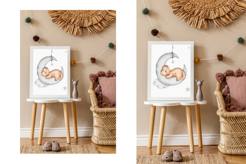 Artwork Frame Kids Room Mockup Scene 09