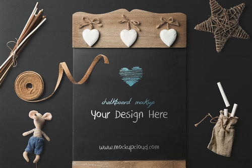 Chalk Board Top View Mockup Scene