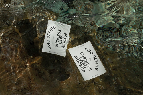 Business Cards On Water Mockup