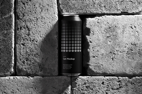 500ml Can Mockup | Brick Scene 003