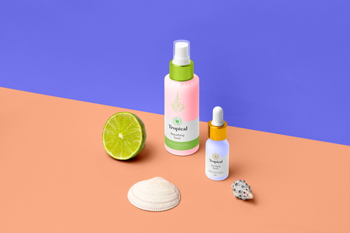 Tropical Cosmetics Packaging Mockup Scene 06