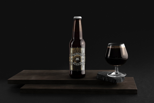 Craft Beer Bottle With Glass Mockup Scene 23