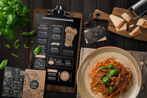 Restaurant Menu and Food Mockup Scene