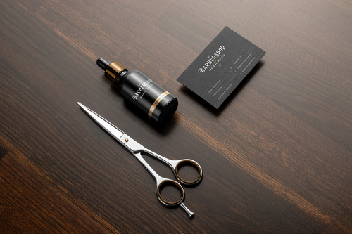 Barbershop Branding and Packaging Mockup Scene 22
