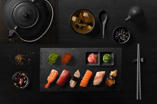 Food Mockup Sushi Table Scene