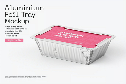 Aluminum Food Tray Container Mockup
