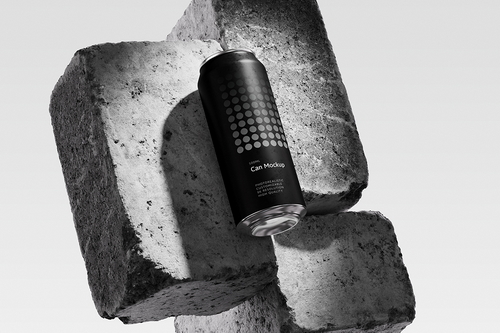 500ml Can Mockup | Brick Scene 002