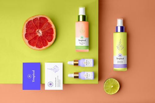 Tropical Cosmetics Packaging Mockup Scene 04