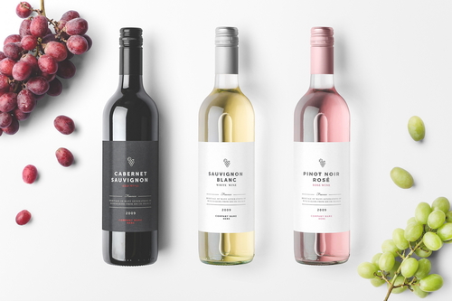 Wine Bottles Mockup Top View Scene 01