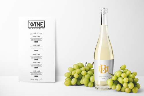 Wine Bottle and Menu Mockup Front View Scene 01