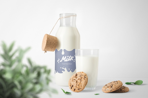 Milk Bottle Mockup Front View Scene
